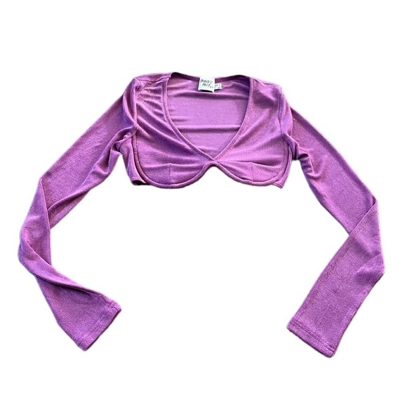 Princess Polly Tops - Princess Polly Womens Purple Cropped Underwired Long Sleeve Shirt Size 6